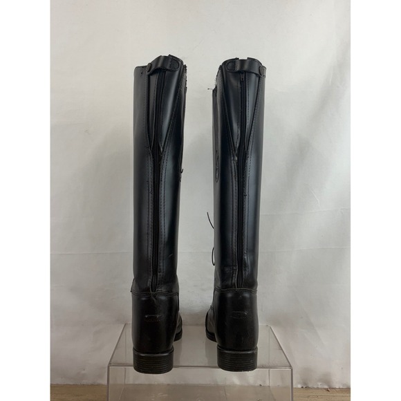 Devon Aire Black Leather Tall Riding Boots Lace Up Zip Back Women Size 7 - Picture 4 of 11
